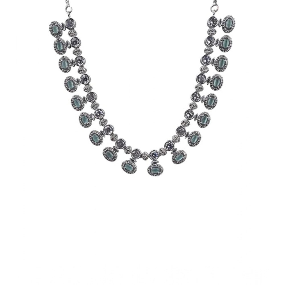 Women's Brass Silver Plated Necklace Set — Turquoise · 2053