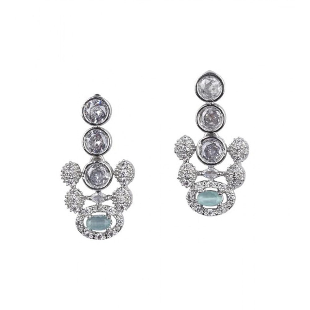 Women's Brass Silver Plated Necklace Set — Turquoise · 2053