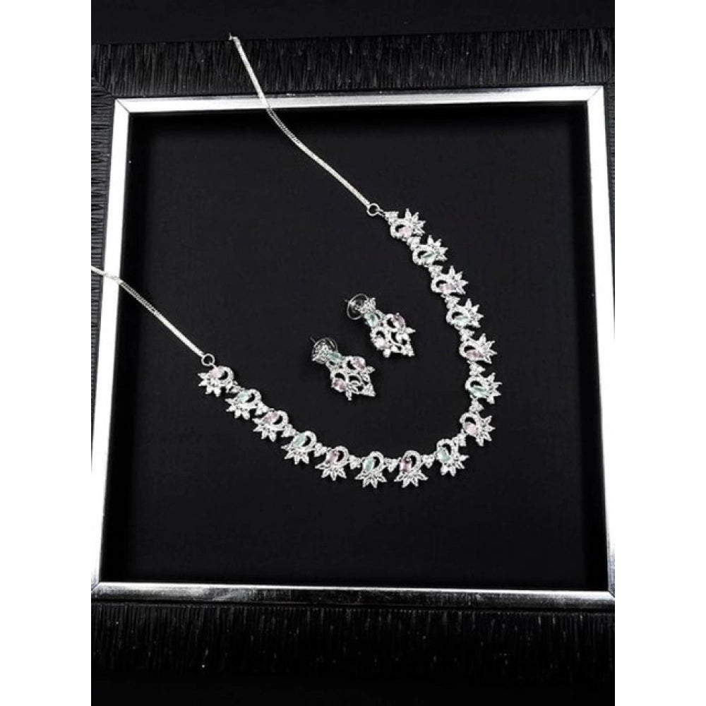 Women's Brass Silver Plated Necklace Set · 2061