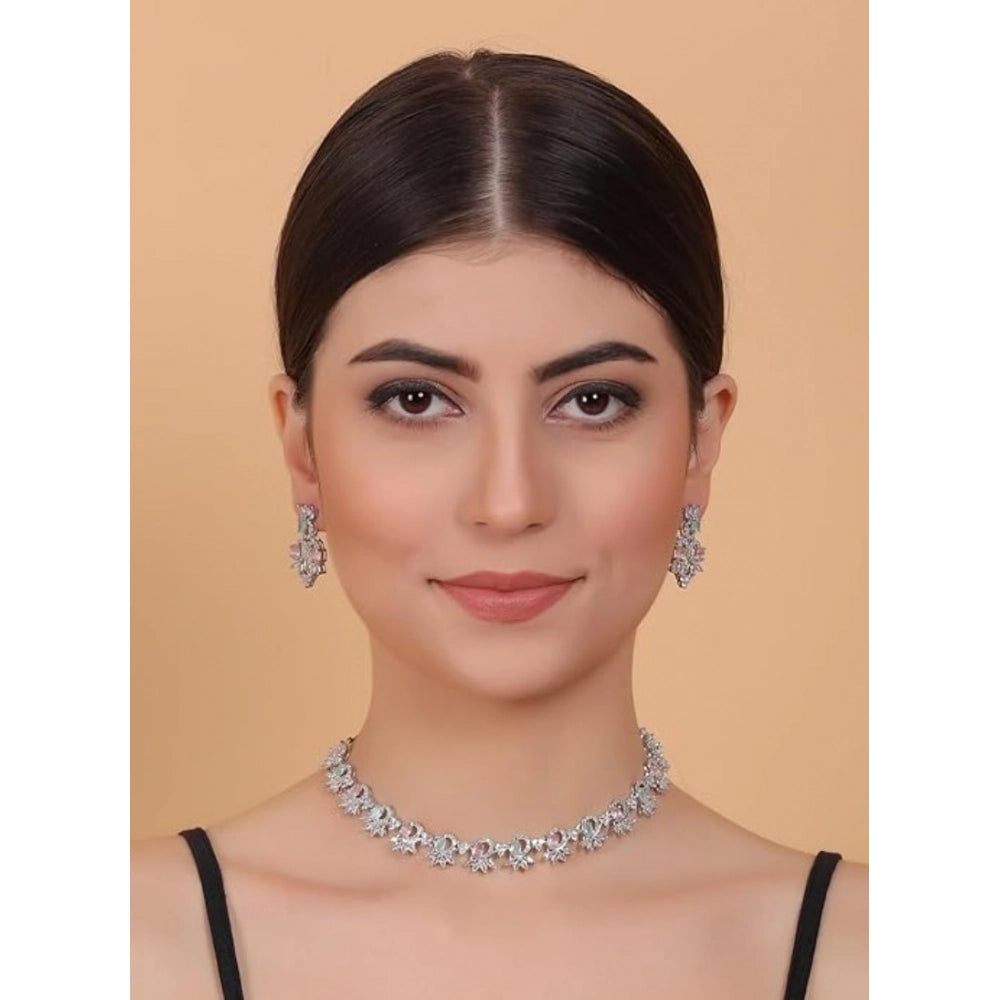 Women's Brass Silver Plated Necklace Set · 2061