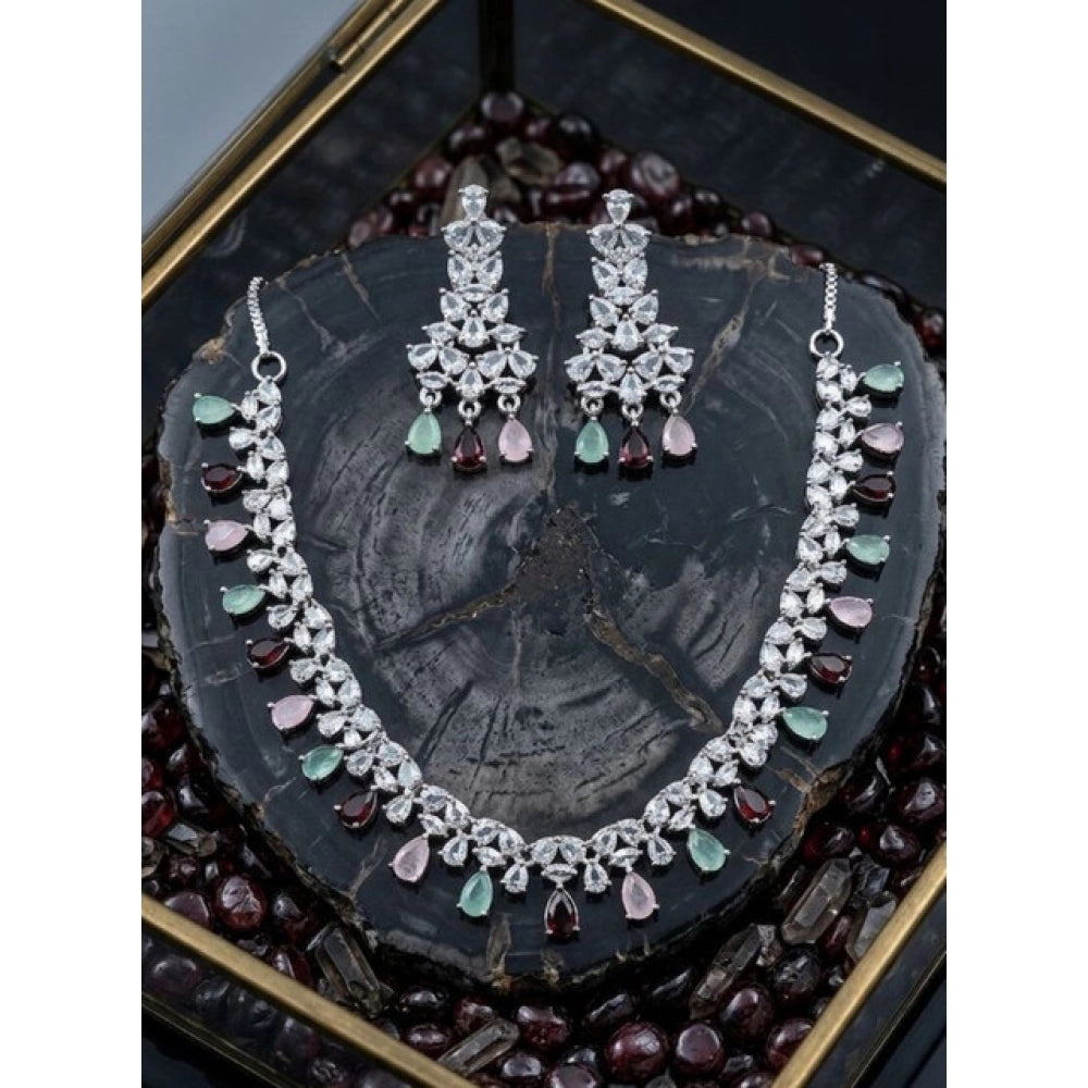 Women's Brass Silver Plated Necklace Set · 2064