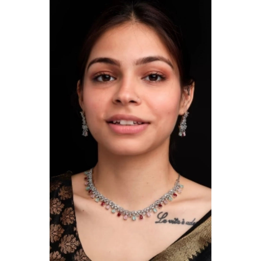 Women's Brass Silver Plated Necklace Set · 2064