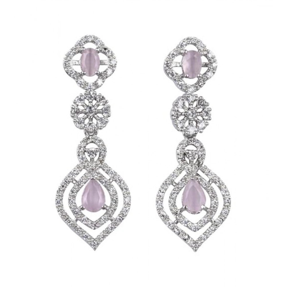 Women's Brass Silver Plated Necklace Set — Pink · 2068