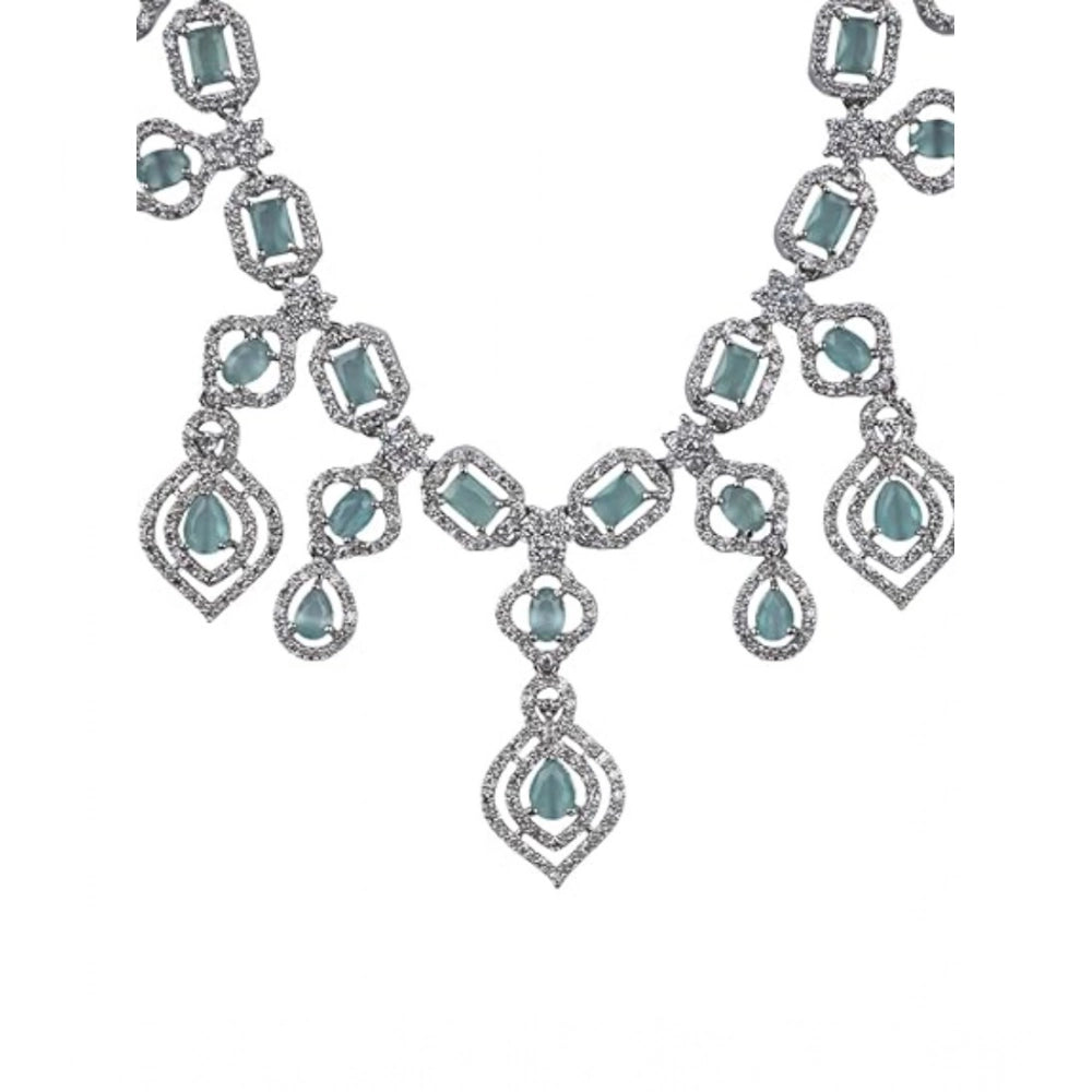 Women's Brass Silver Plated Necklace Set — Turquoise · 2069