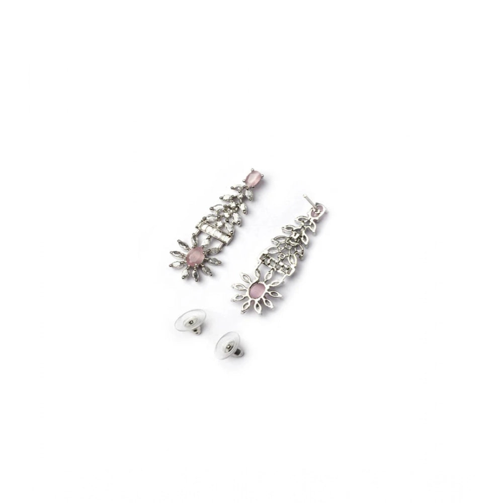 Women's Brass Silver Plated Necklace Set — Pink · 2071