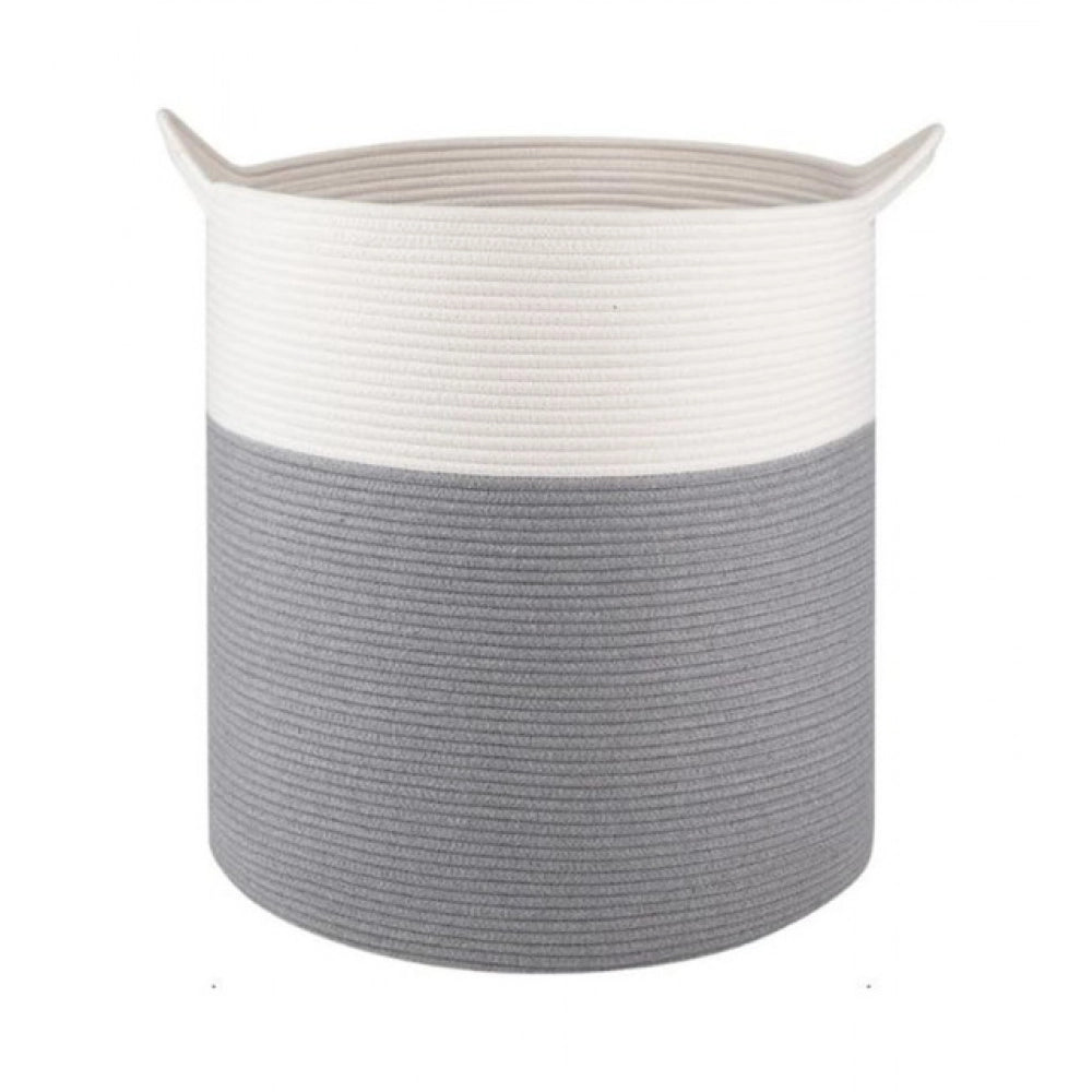 Cotton 12X14 Inch-1 Pcs Storage Basket For Clothes — Gray-White