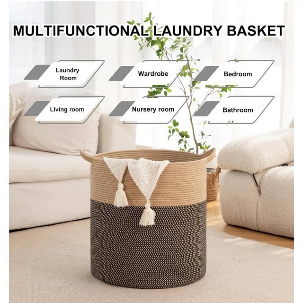 Cotton 12X14 Inch - Mix Storage Basket For Clothes — Dark-Brown