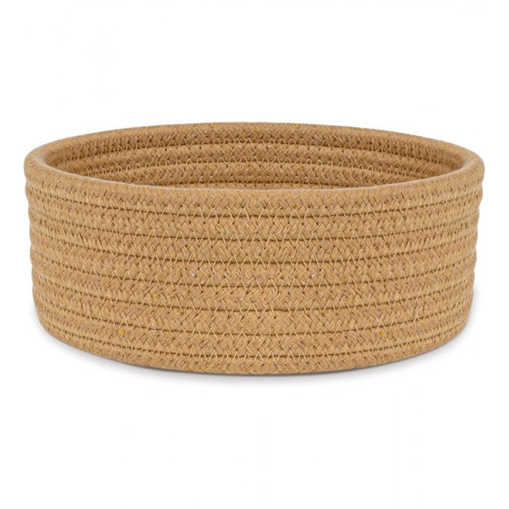 Cotton 8X3 Inch Round 1 Pcs Bedside Organizer — Beige