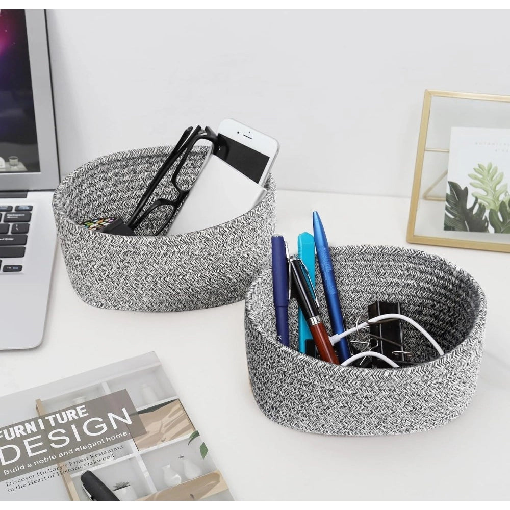 Cotton 8X3 Inch Kidi Round 2 Set Bedside Organizer — Black
