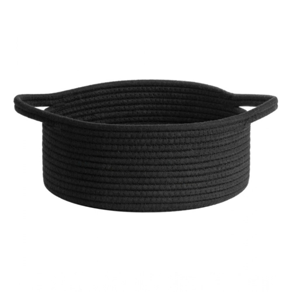 Cotton 8X3 Inch Round Bedside Organizer — Black