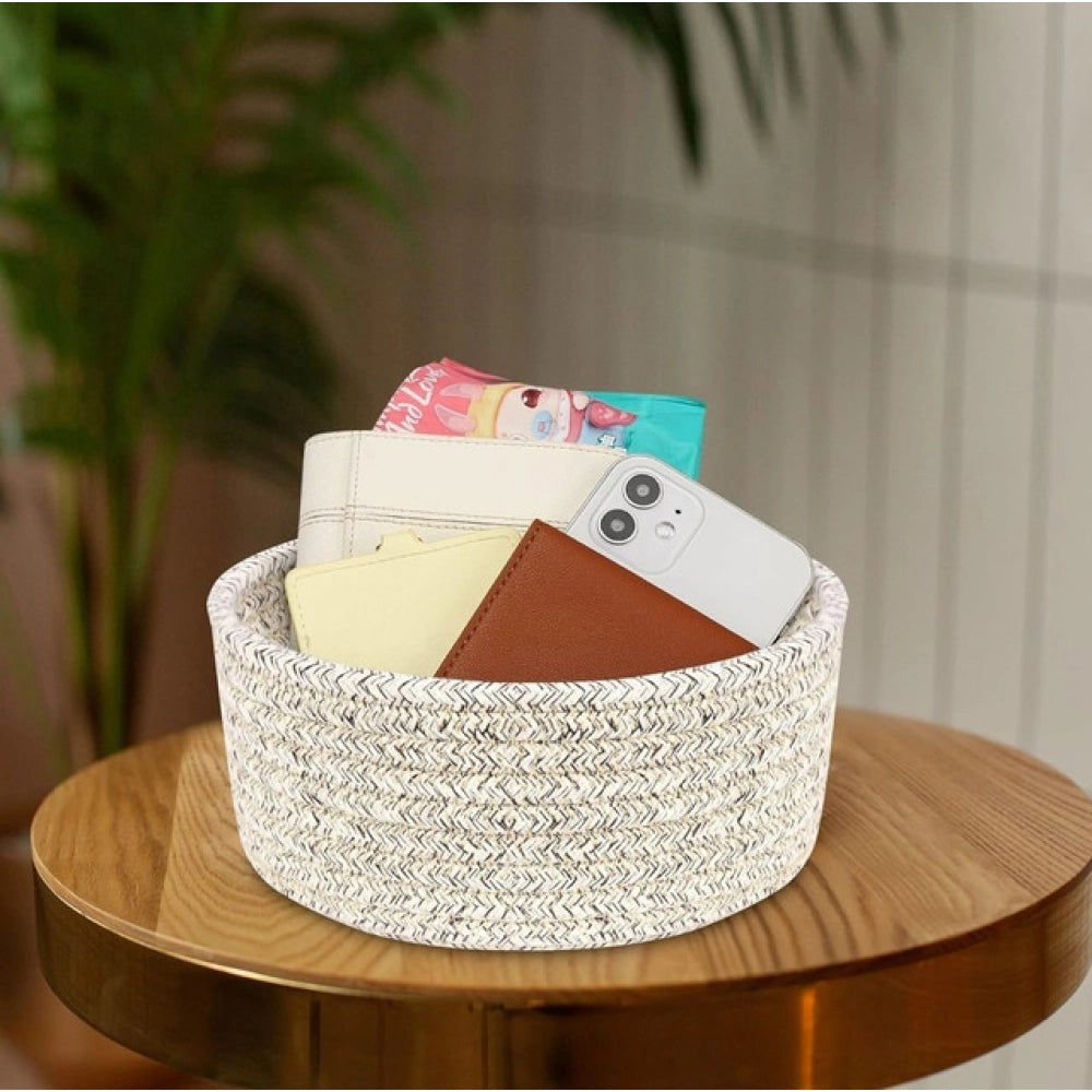 Cotton 8X3 Inch Kidi Round 1 Pcs Bedside Organizer — Brown