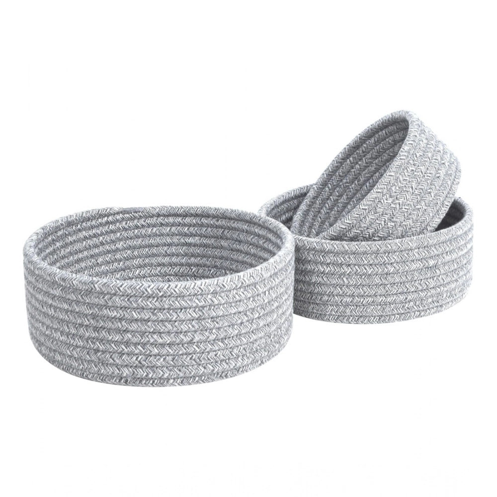 Cotton 8X3 Inch Kidi Round 3 Set Bedside Organizer — Gray