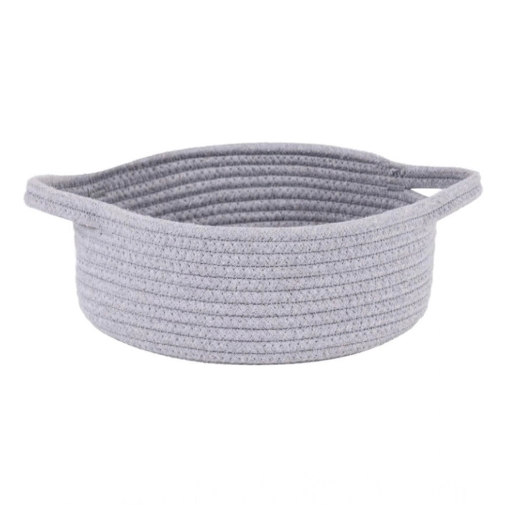 Cotton 8X3 Inch Round Bedside Organizer — Gray