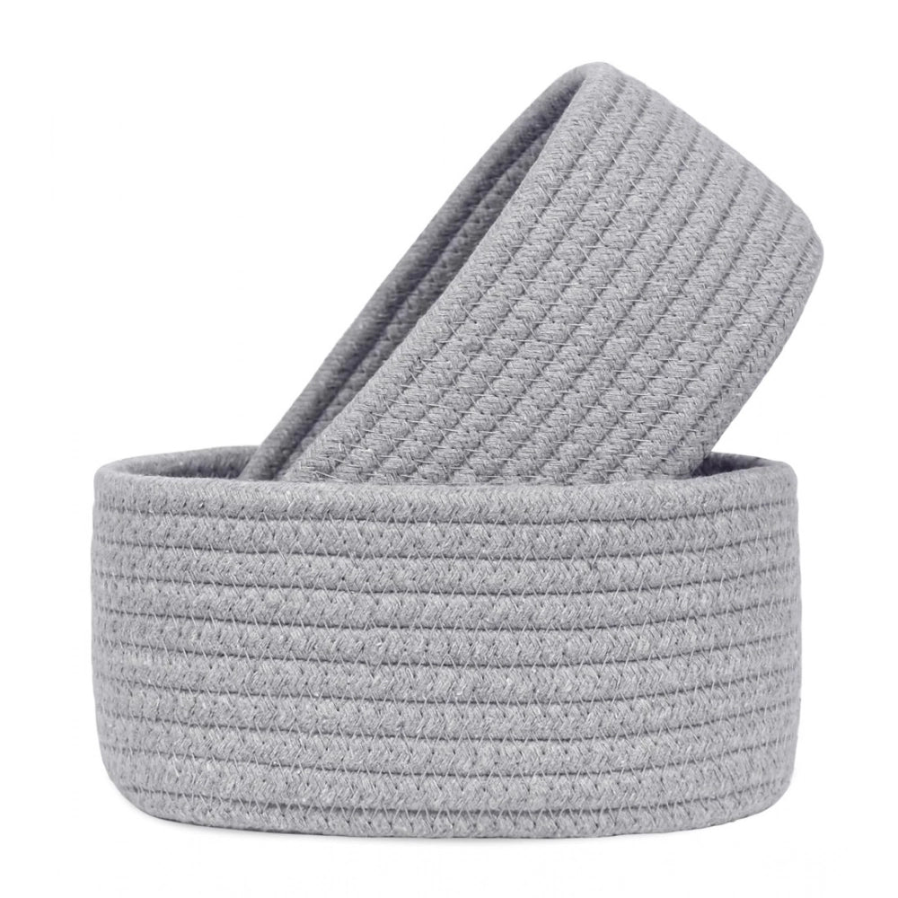 Cotton 8X3 Inch Round 2 Set Bedside Organizer — Gray
