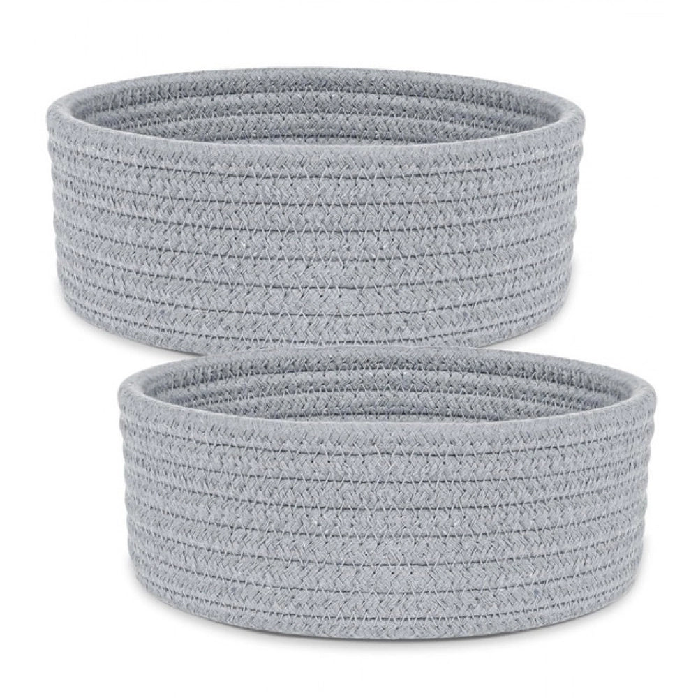 Cotton 8X3 Inch Round 2 Set Bedside Organizer — Gray