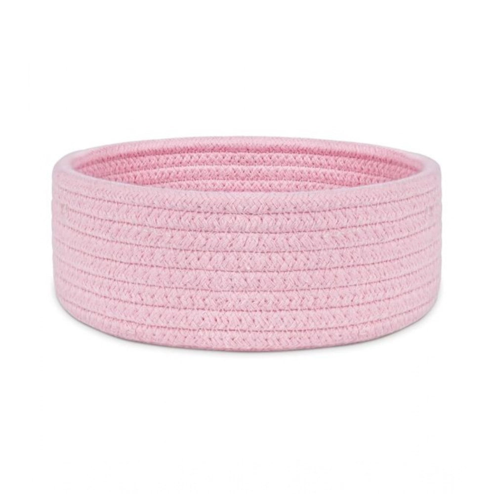 Cotton 8X3 Inch Round 1 Pcs Bedside Organizer — Pink