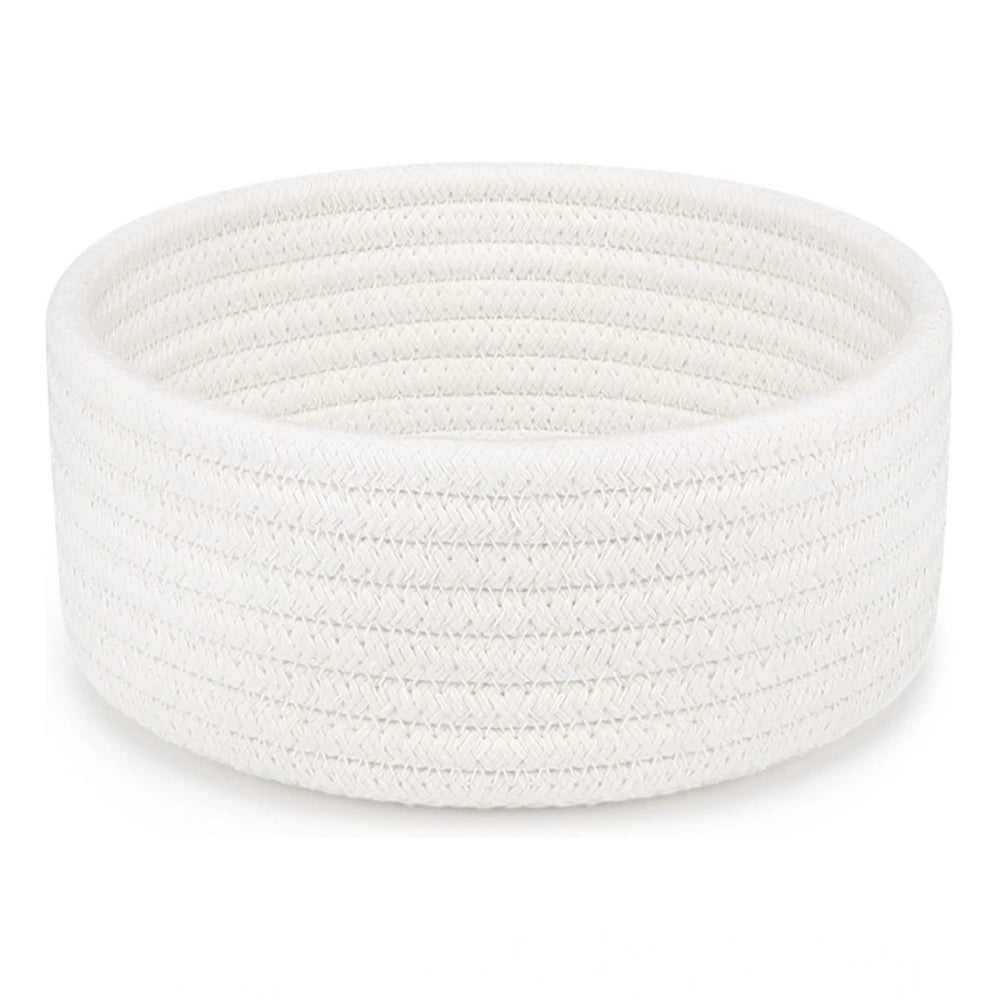 Cotton 8X3 Inch Round 1 Pcs Bedside Organizer — White