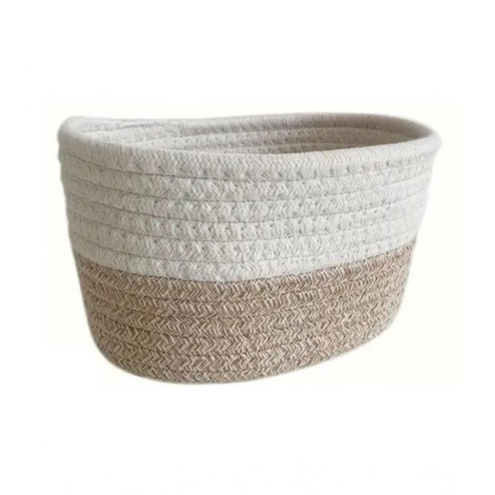 Cotton Pack Of_1 Bathroom Storage Basket For Clothes — White