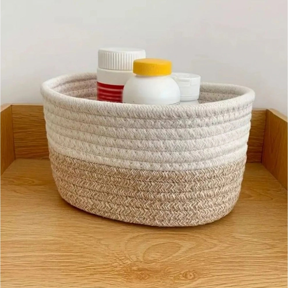 Cotton Pack Of_1 Bathroom Storage Basket For Clothes — White