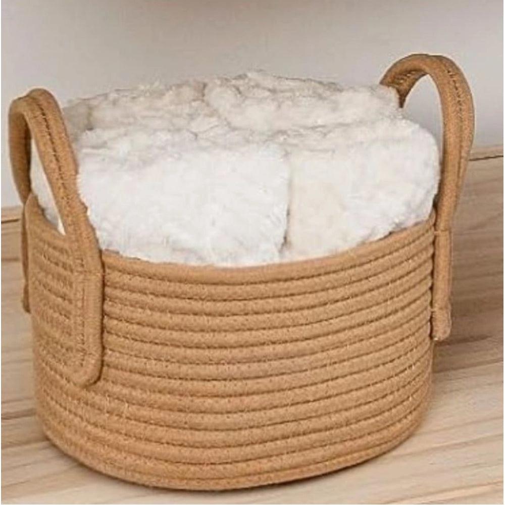 Cotton Pack Of_1 Basket 7X5 Inch Storage Basket For — Beige
