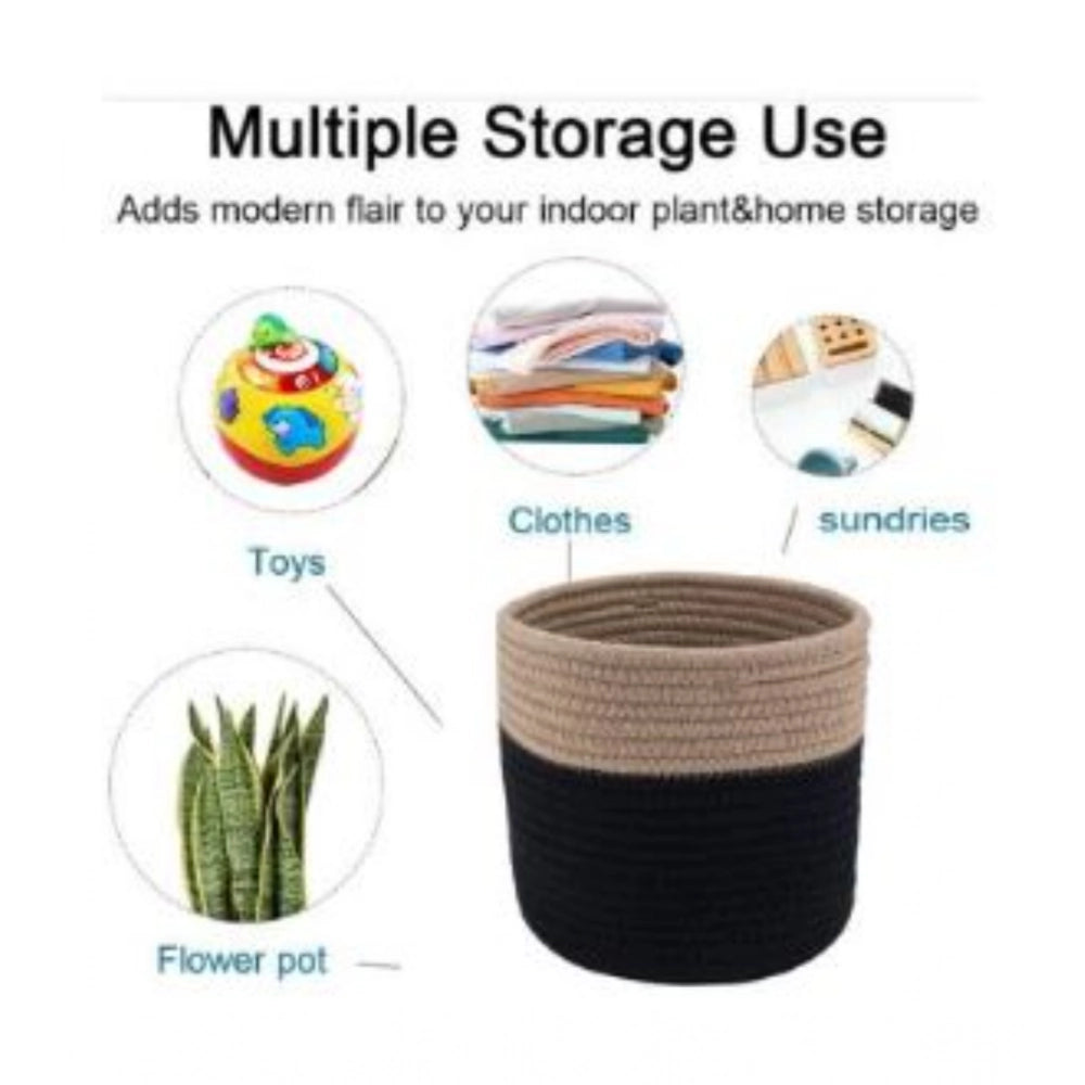 Cotton Flower Pot — Beige-Black