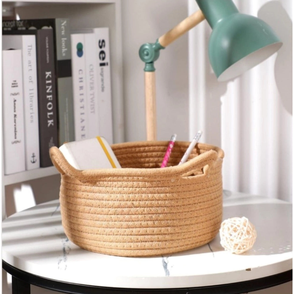 Cotton Pack Of_1 Cat Basket 8X4 Inch Storage Basket — Beige