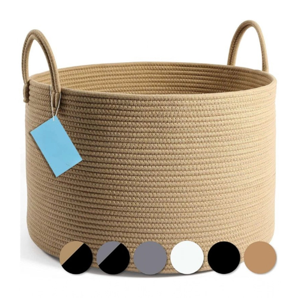 Cotton Pack Of_1 14X12 Inch Laundry Storage Basket For — Beige