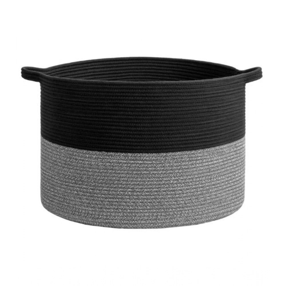 Cotton Pack Of_1 16X14 Inch Storage Basket For Clothes — Black-Gray