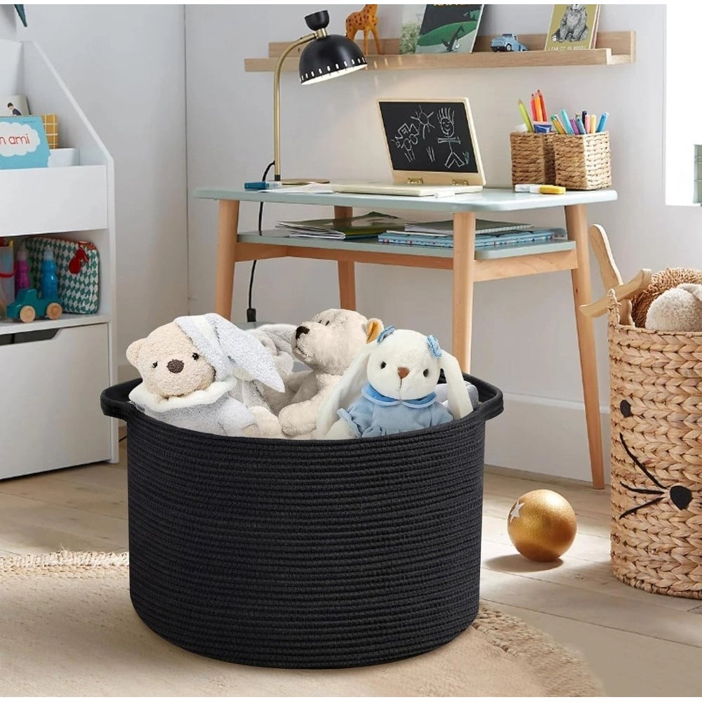 Cotton Pack Of_1 14X12 Inch Storage Basket For Clothes — Black