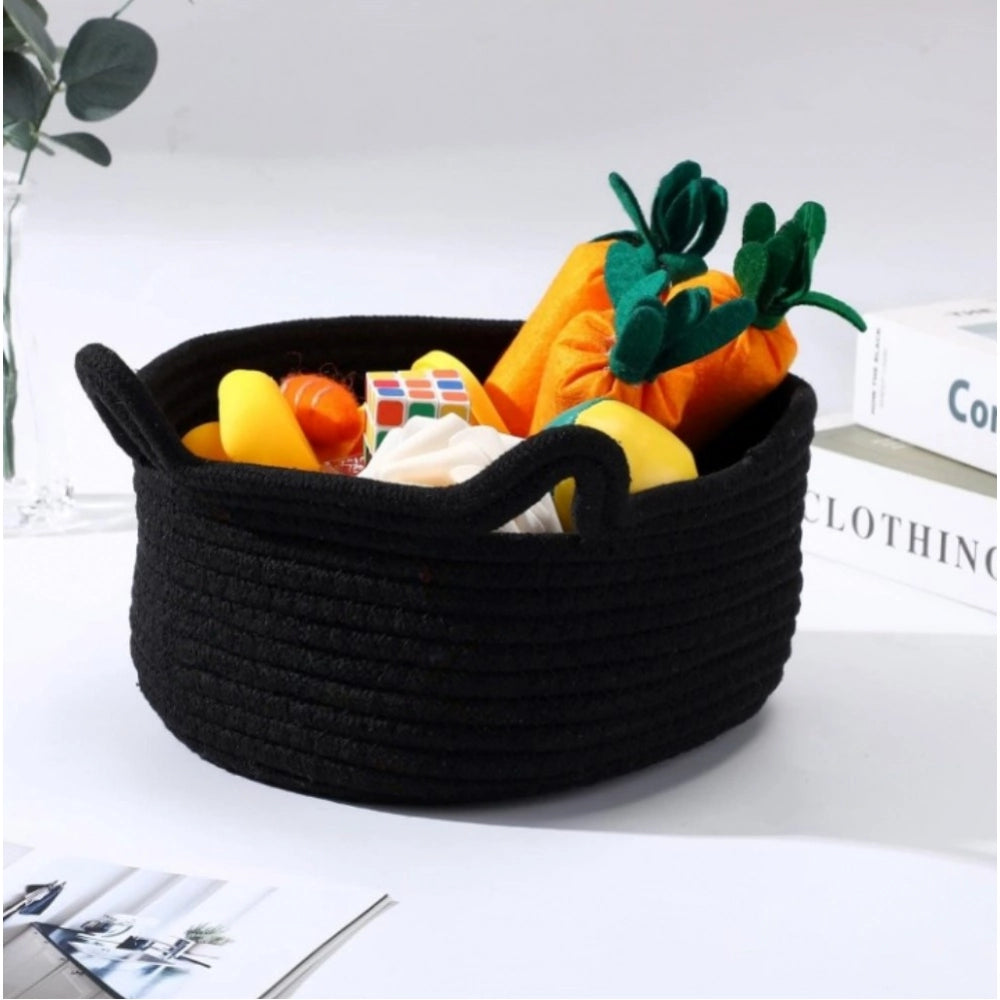 Cotton Pack Of_1 Cat Basket 8X4 Inch Storage Basket — Black