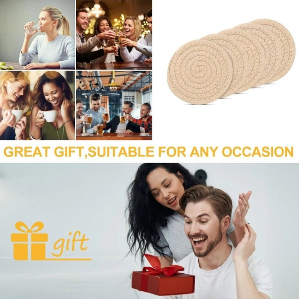 Cotton Rope Drink Coasters 6 Pcs Set — Cream