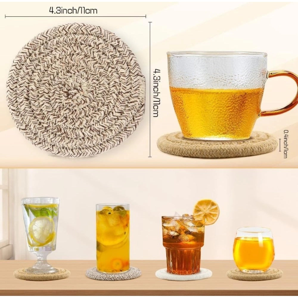 Cotton Rope Drink Coasters 6 Pcs Set — Mix