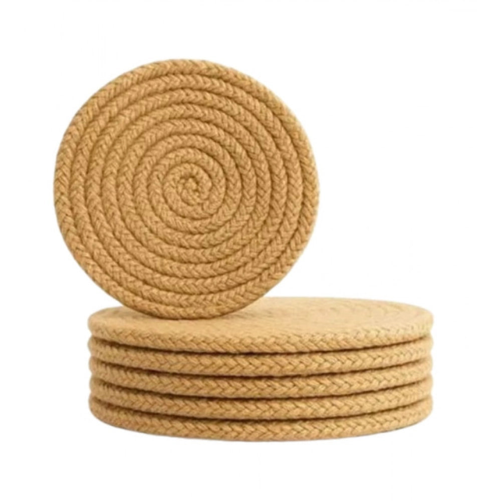 Cotton Rope Drink Coasters 6 Pcs Set — Beige