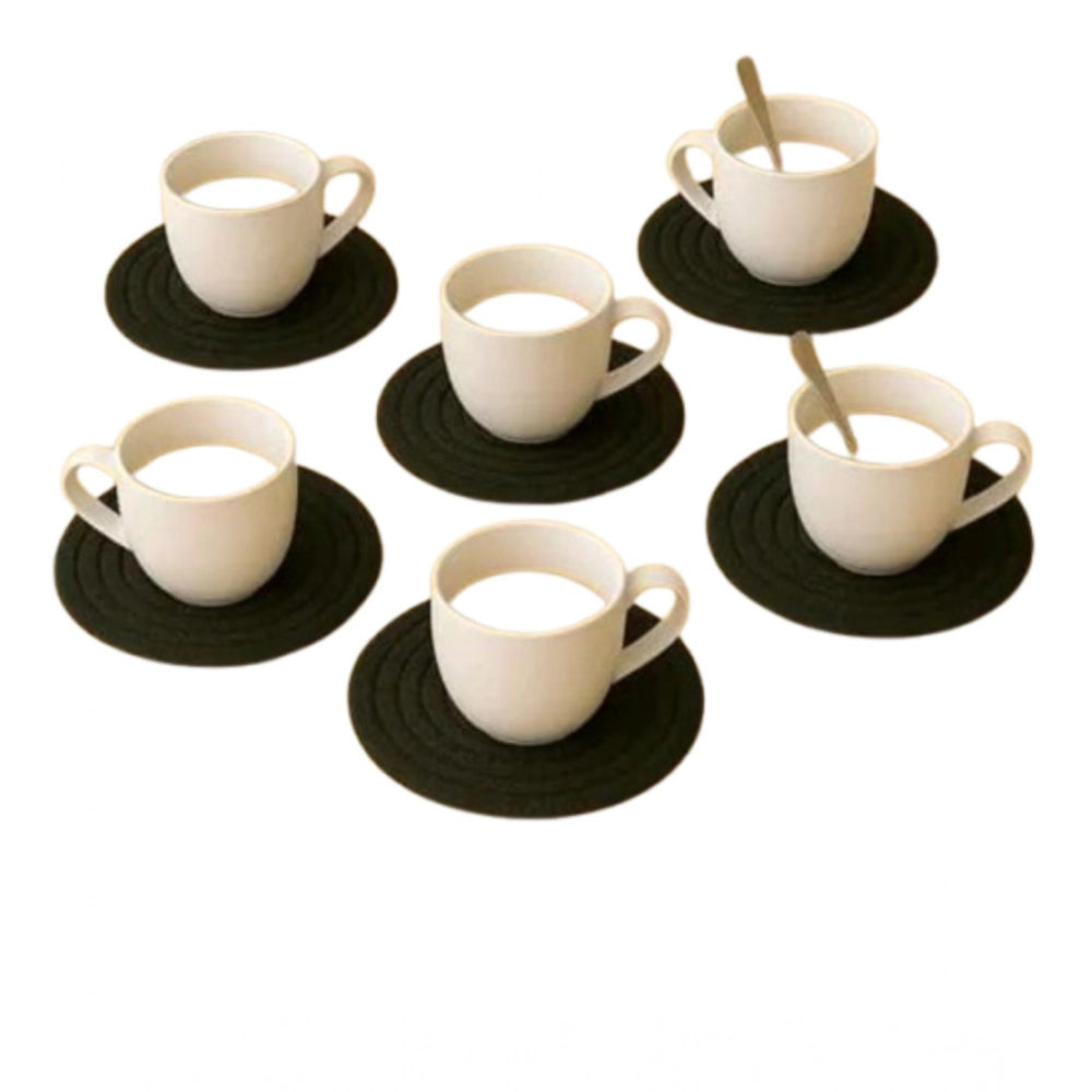 Cotton Rope Drink Coasters 6 Pcs Set — Black