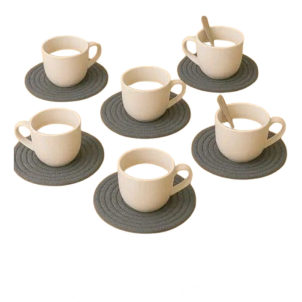 Cotton Rope Drink Coasters 6 Pcs Set — Gray