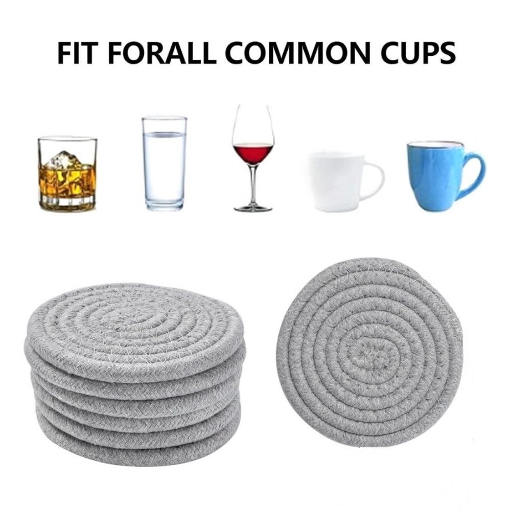 Cotton Rope Drink Coasters 6 Pcs Set — Grey