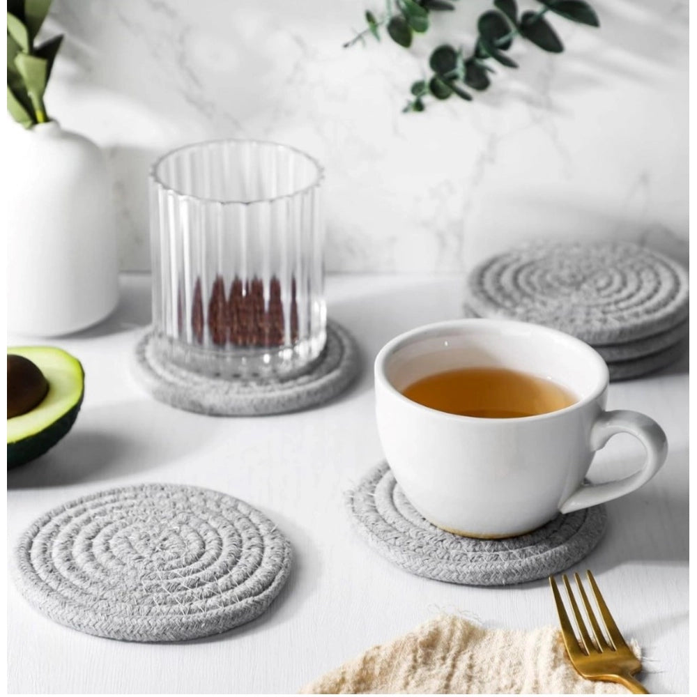 Cotton Rope Drink Coasters 6 Pcs Set — Grey