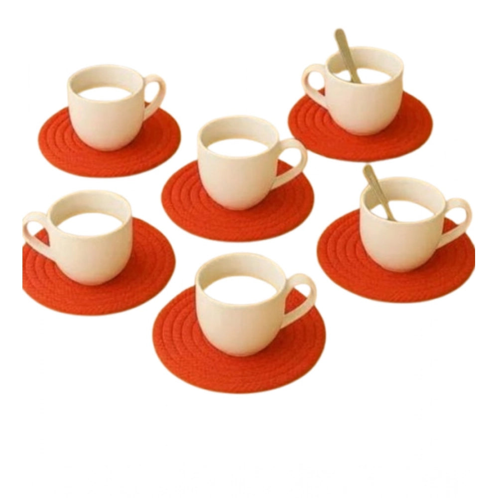 Cotton Rope Drink Coasters 6 Pcs Set — Red