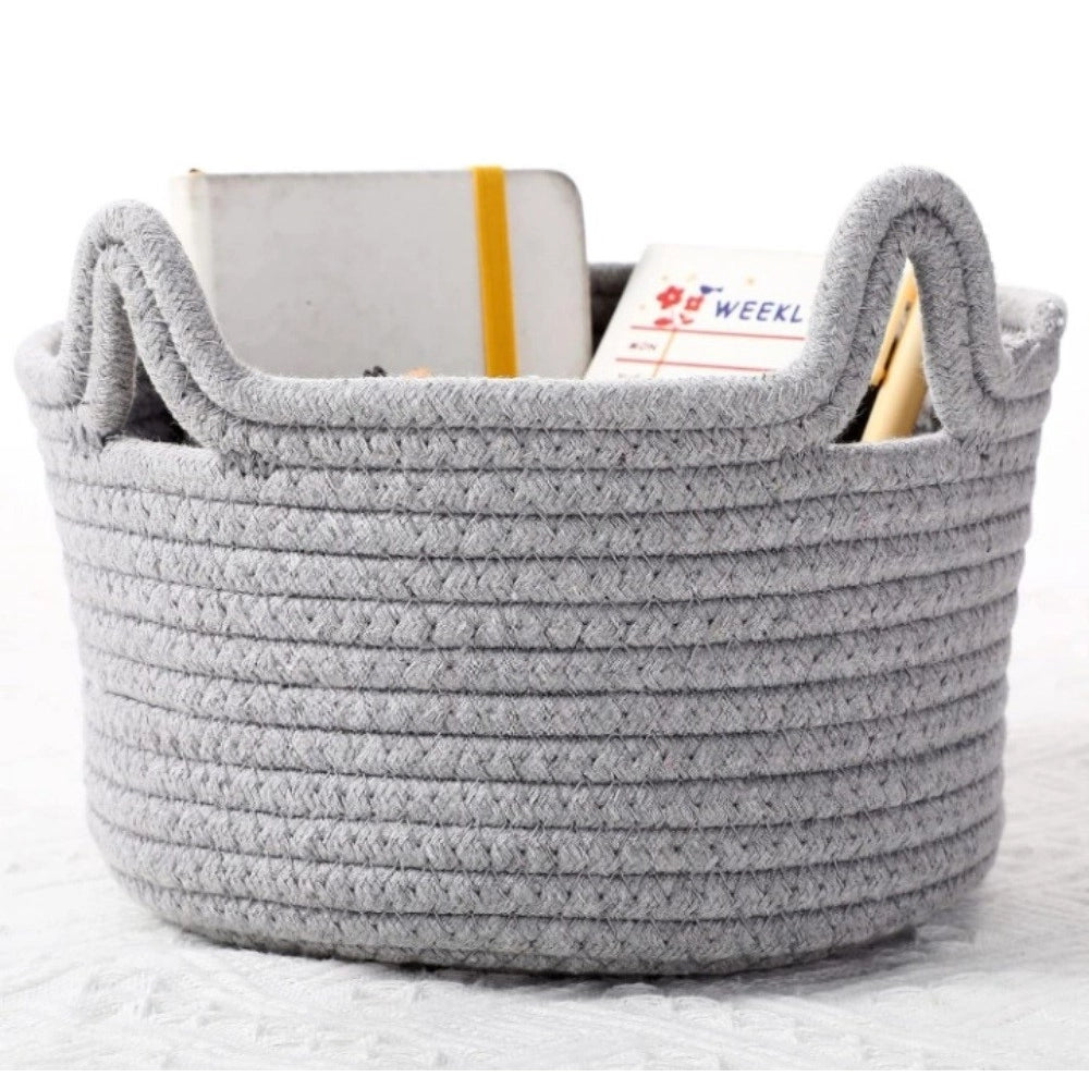 Cotton Pack Of_1 Cat Basket 8X4 Inch Storage Basket — Grey