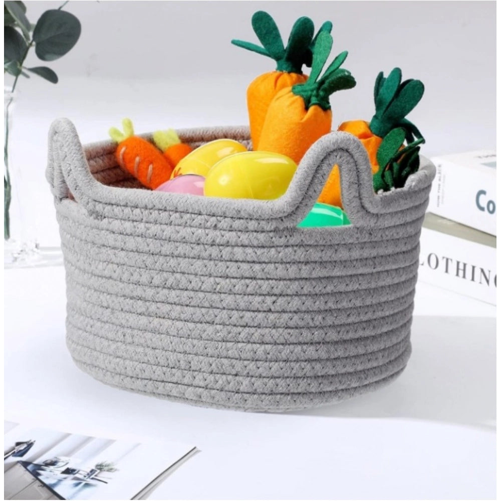 Cotton Pack Of_1 Cat Basket 8X4 Inch Storage Basket — Grey