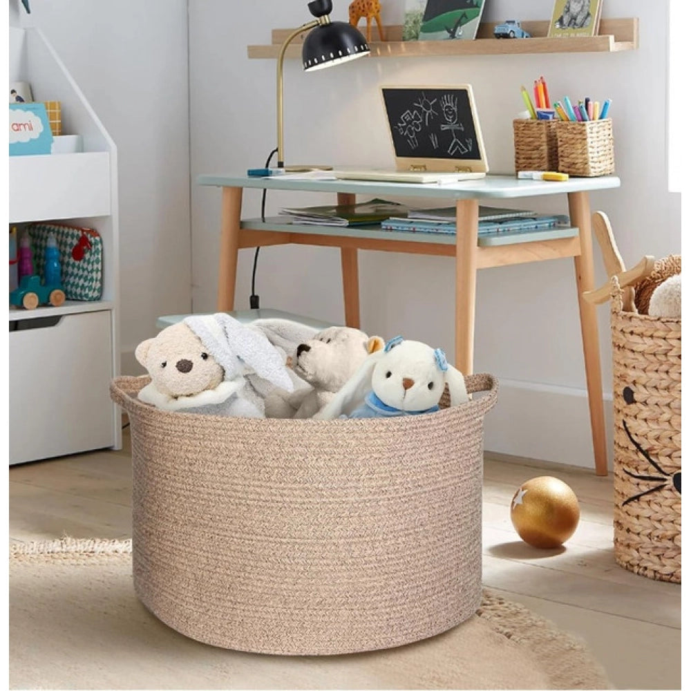 Cotton Pack Of_1 14X12 Inch Storage Basket For Clothes — Kidi