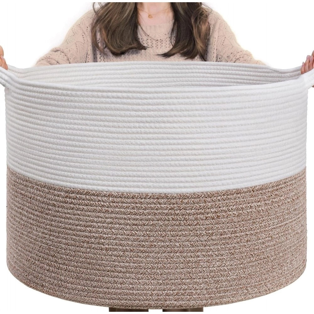 Cotton Pack Of_1 16X14 Inch Storage Basket For Clothes — Kidi-White