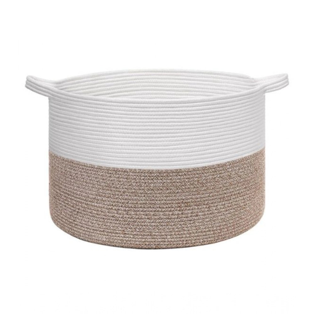 Cotton Pack Of_1 16X14 Inch Storage Basket For Clothes — Kidi-White