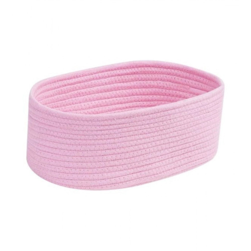 Cotton Oval 10X7X5 Inch Bedside Organizer — Pink