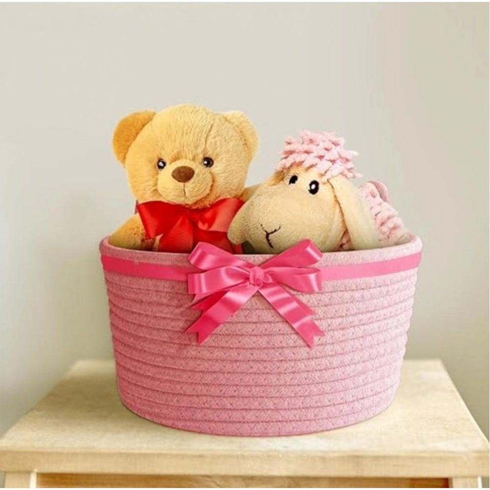 Cotton Pack Of_1 Plain Cat Basket 9X5 Inch — Pink