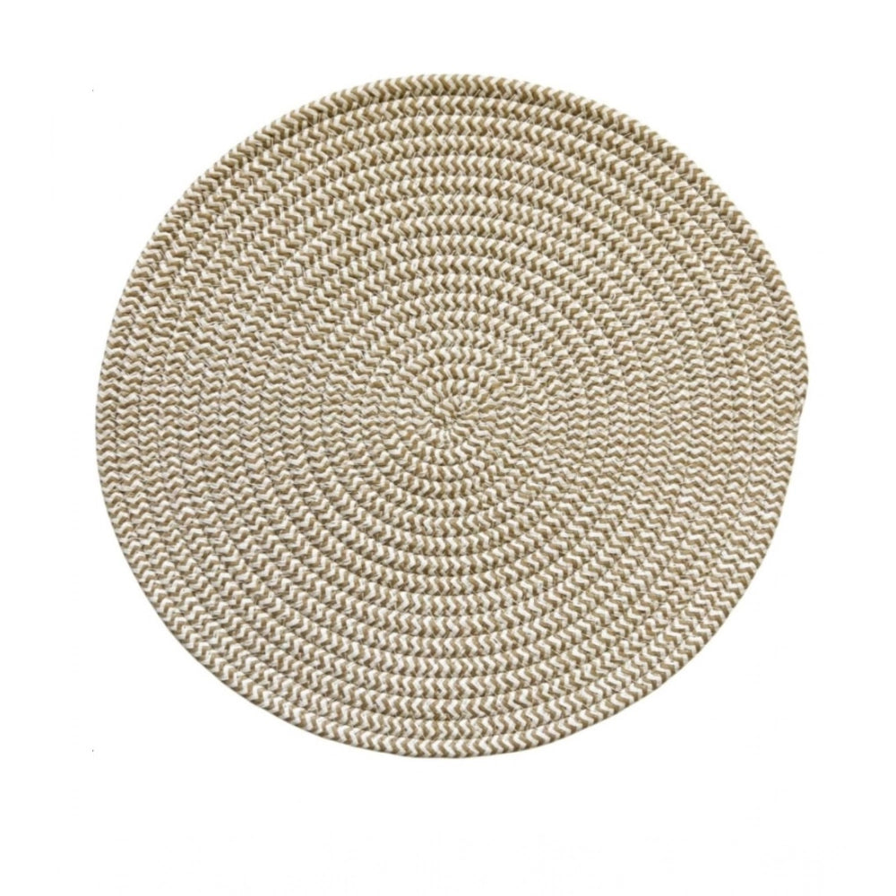 Cotton Dining Table Round Placemat Mats Set Of 4 — Beige-White