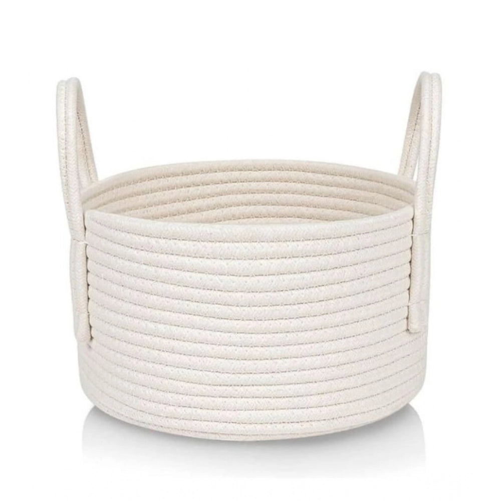 Cotton Pack Of_1 Basket 7X5 Inch Storage Basket For — White