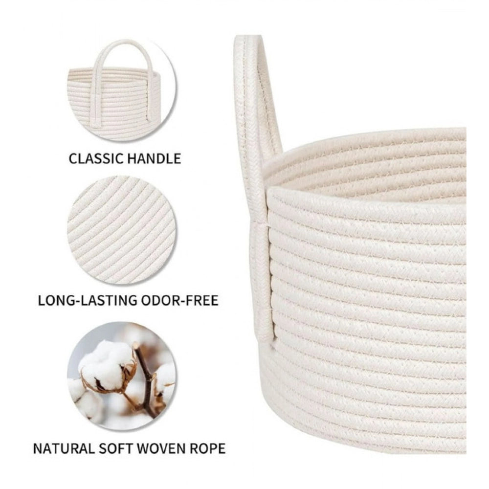 Cotton Pack Of_1 Basket 7X5 Inch Storage Basket For — White