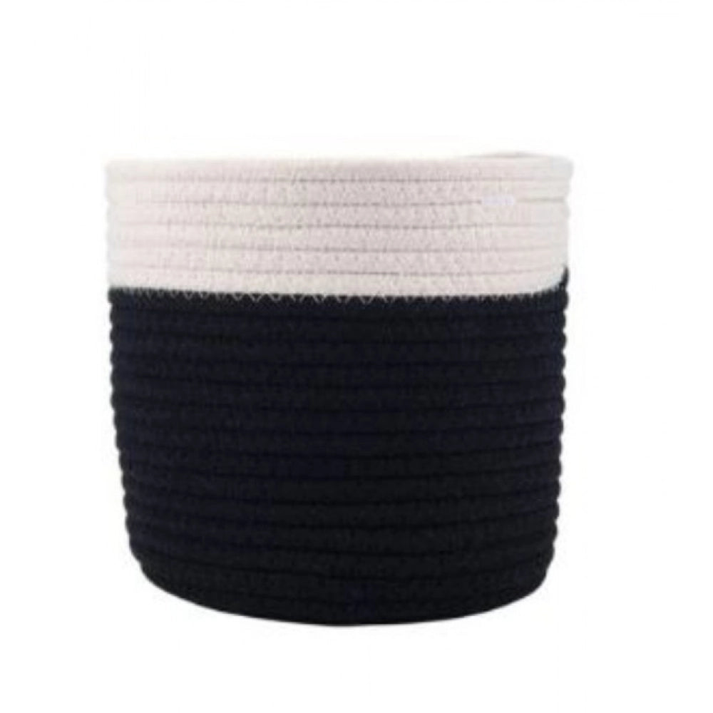 Cotton Flower Pot — White-Black
