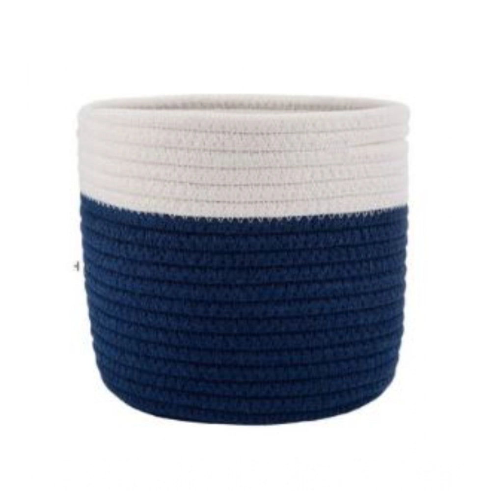 Cotton Flower Pot — White-Blue